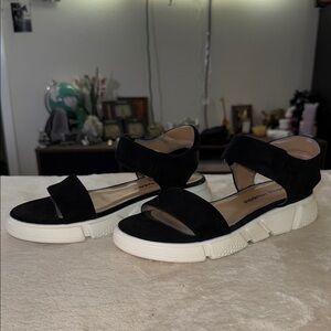 Women's Black Sandals with White Soles